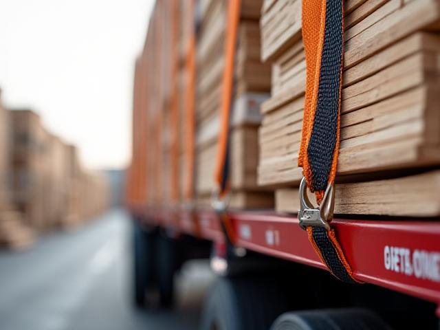 Standard Flatbed trailer loaded with lumber