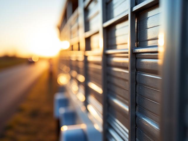 Premium silver livestock trailer on the move