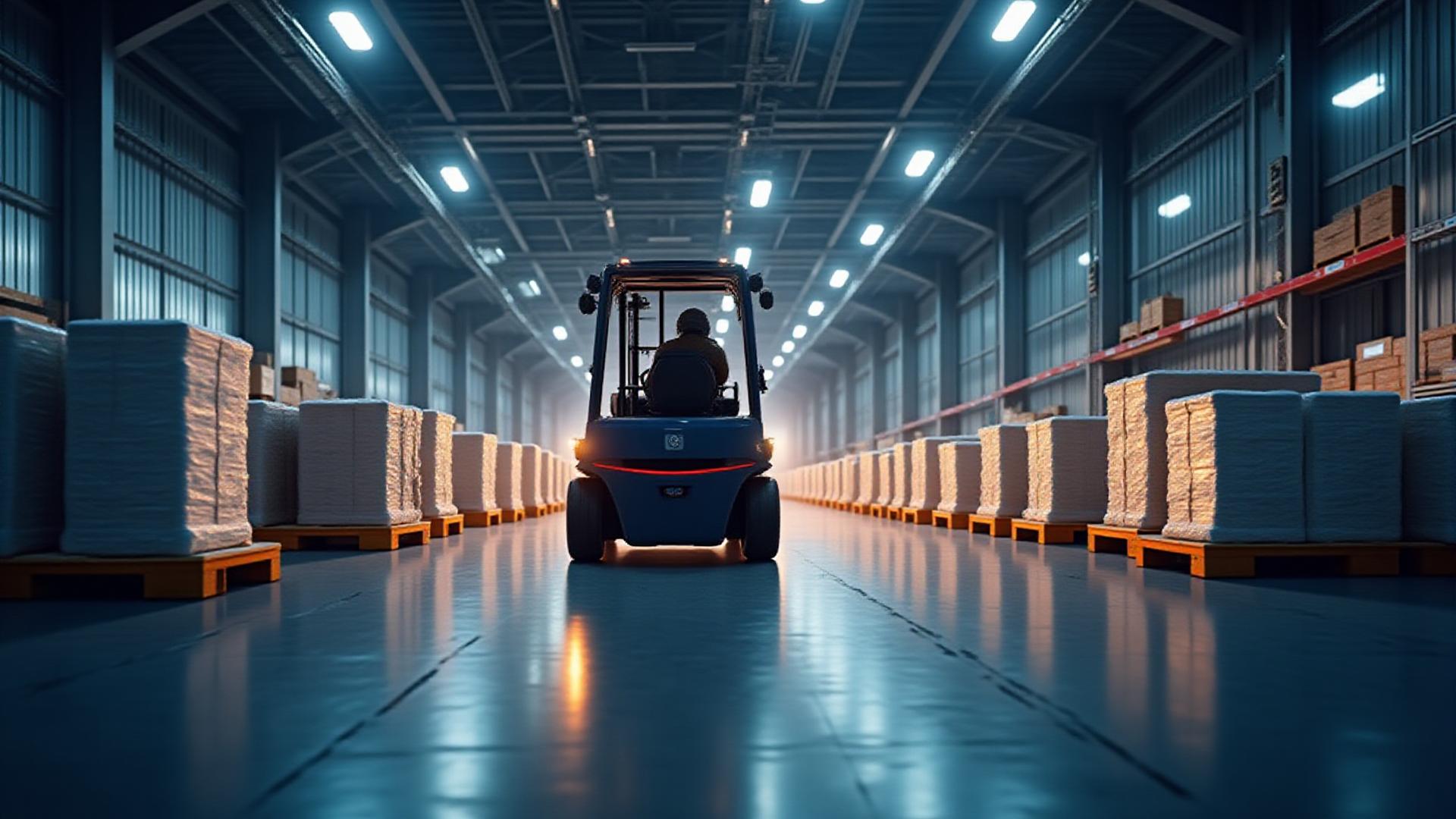 Logistics professional managing palletized freight in a Raleigh warehouse