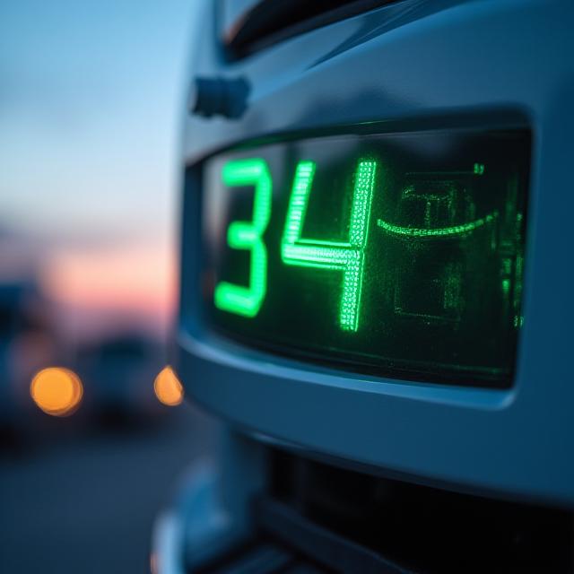 Close-up of a modern Thermo King refrigerated unit on a freight trailer with digital temperature readout at 34 degrees Fahrenheit