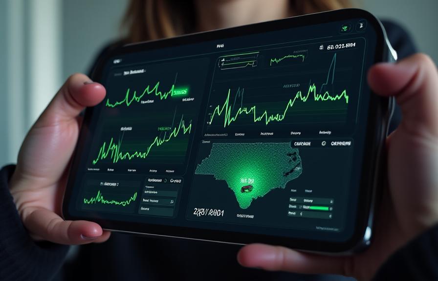 Logistics management dashboard showing real-time GPS tracking and temperature graphs for a fleet of refrigerated trucks